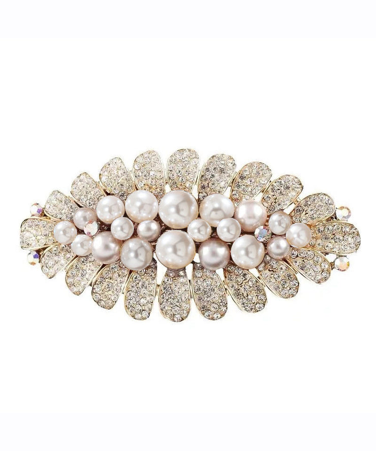 Casual Multicolour Zircon Pearl Floral Hairpin