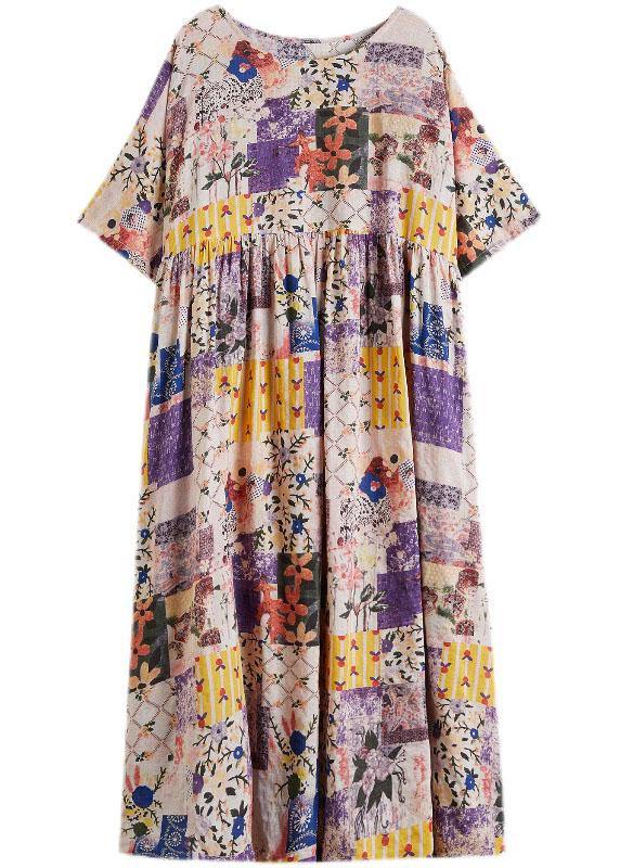 Casual O-Neck Retro Print Summer Sundress Half Sleeve - bagstylebliss