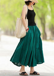 Casual Solid Elastic Waist Pleated Spliced Cotton Skirt For Women - bagstylebliss
