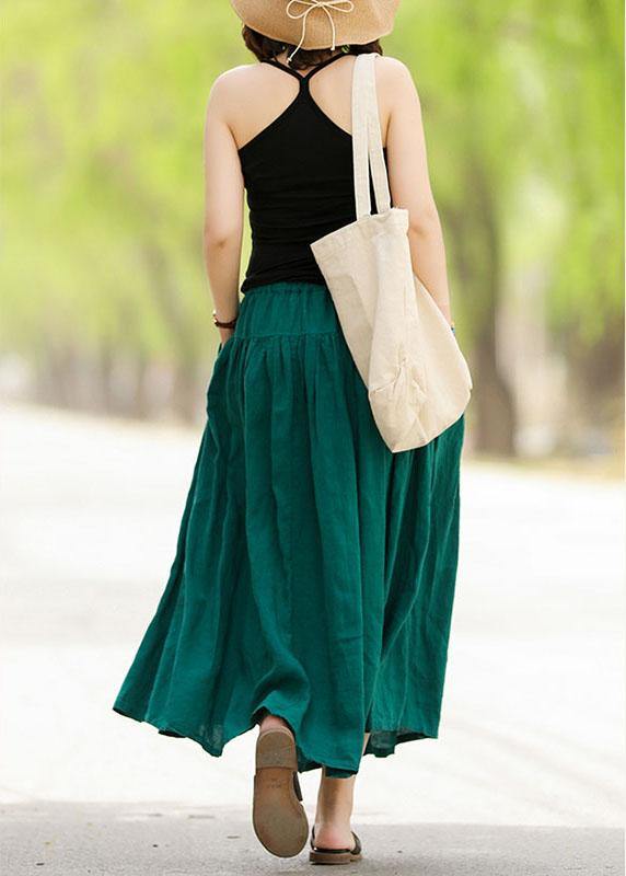 Casual Solid Elastic Waist Pleated Spliced Cotton Skirt For Women - bagstylebliss