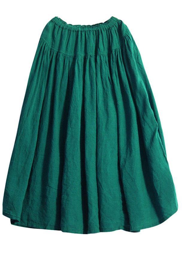 Casual Solid Elastic Waist Pleated Spliced Cotton Skirt For Women - bagstylebliss