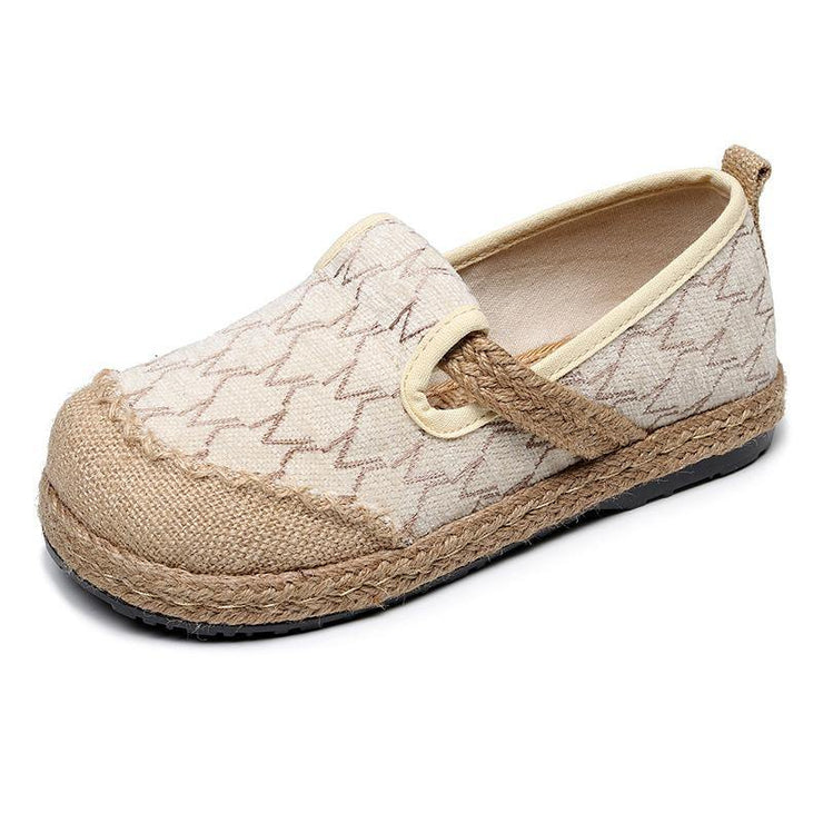 Casual Splicing Flat Feet Shoes Beige Cotton Linen Fabric - bagstylebliss