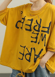 Casual Yellow Graphic Loose Cotton T Shirts Summer - bagstylebliss