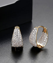 Casual Zircon 14K Gold Beautiful Hoop Earrings