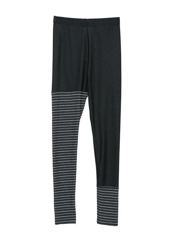Casual black Striped Patchwork Pants Spring