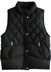 Casual black winter coats plus size clothing Jackets & Coats sleeveless half high neck overcoat - bagstylebliss