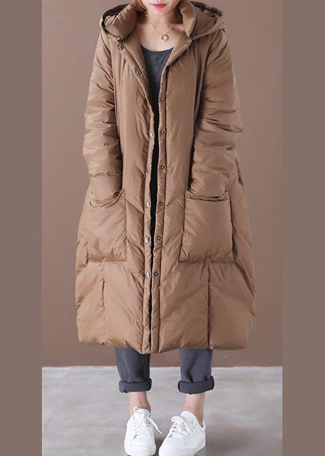 Casual chocolate goose Down coat plus size clothing snow jackets hooded Button Down quality coats - bagstylebliss