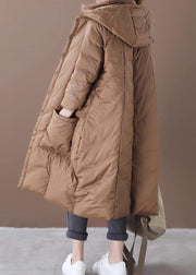 Casual chocolate goose Down coat plus size clothing snow jackets hooded Button Down quality coats - bagstylebliss