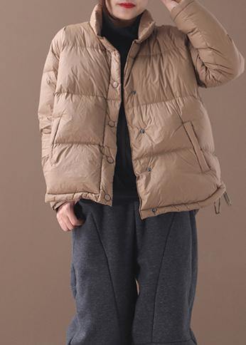 Casual chocolate goose Down coat trendy down jacket stand collar drawstring New overcoat - bagstylebliss