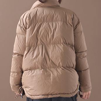 Casual chocolate goose Down coat trendy down jacket stand collar drawstring New overcoat - bagstylebliss