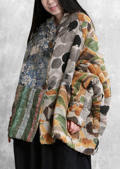 Casual floral winter coats oversized snow Batwing Sleeve pockets coats - bagstylebliss