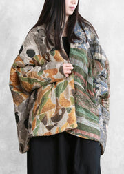 Casual floral winter coats oversized snow Batwing Sleeve pockets coats - bagstylebliss