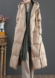 Casual gold down jacket woman oversize womens parka hooded pockets winter outwear - bagstylebliss