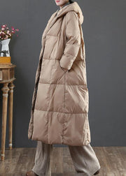 Casual gold down jacket woman oversize womens parka hooded pockets winter outwear - bagstylebliss
