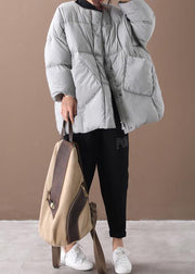 Casual gray women parka casual overcoat Button Down down coat - bagstylebliss