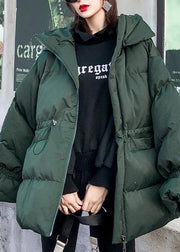 Casual green Parkas for women oversize down jacket winter hooded winter coats - bagstylebliss