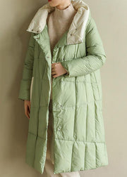 Casual green down jacket woman plus size patchwork down jacket stand collar Fine winter outwear - bagstylebliss