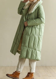 Casual green down jacket woman plus size patchwork down jacket stand collar Fine winter outwear - bagstylebliss