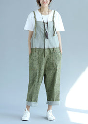 Casual green pockets Patchwork wide leg Jumpsuit Spring