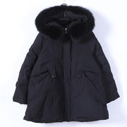 Casual green warm winter coat plus size clothing parka hooded fur collar coats - bagstylebliss