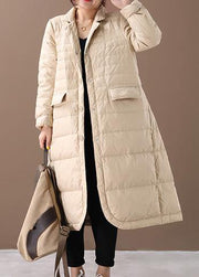 Casual khaki warm winter coat plus size Notched pockets Jackets - bagstylebliss