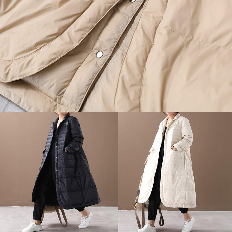 Casual khaki warm winter coat plus size Notched pockets Jackets - bagstylebliss