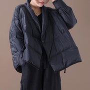 Casual oversize down jacket Winter overcoat black stand collar thick duck down coat - bagstylebliss