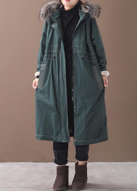 Casual plus size Jackets & Coats hooded outwear army green drawstring coat - bagstylebliss