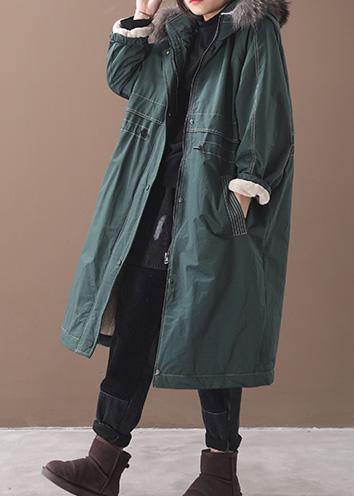 Casual plus size Jackets & Coats hooded outwear army green drawstring coat - bagstylebliss