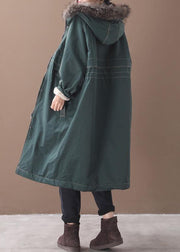 Casual plus size Jackets & Coats hooded outwear army green drawstring coat - bagstylebliss