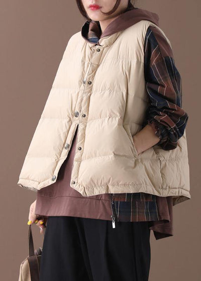 Casual plus size Jackets light yellow stand collar sleeveless women parkas - bagstylebliss