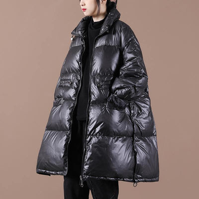Casual plus size snow jackets outwear black stand collar thick warm winter coat - bagstylebliss