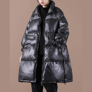 Casual plus size snow jackets outwear black stand collar thick warm winter coat - bagstylebliss