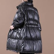 Casual plus size snow jackets outwear black stand collar thick warm winter coat - bagstylebliss