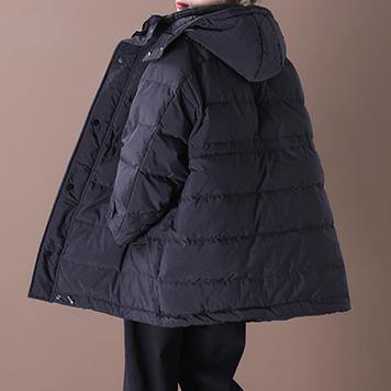 Casual plus size snow jackets overcoat black hooded pockets duck down coat - bagstylebliss