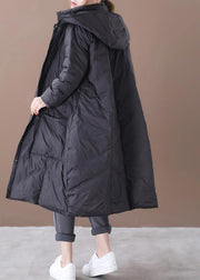 Casual plus size winter jacket overcoat black hooded Button Down warm winter coat - bagstylebliss