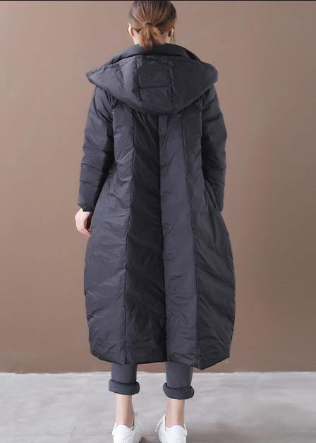 Casual plus size winter jacket overcoat black hooded Button Down warm winter coat - bagstylebliss