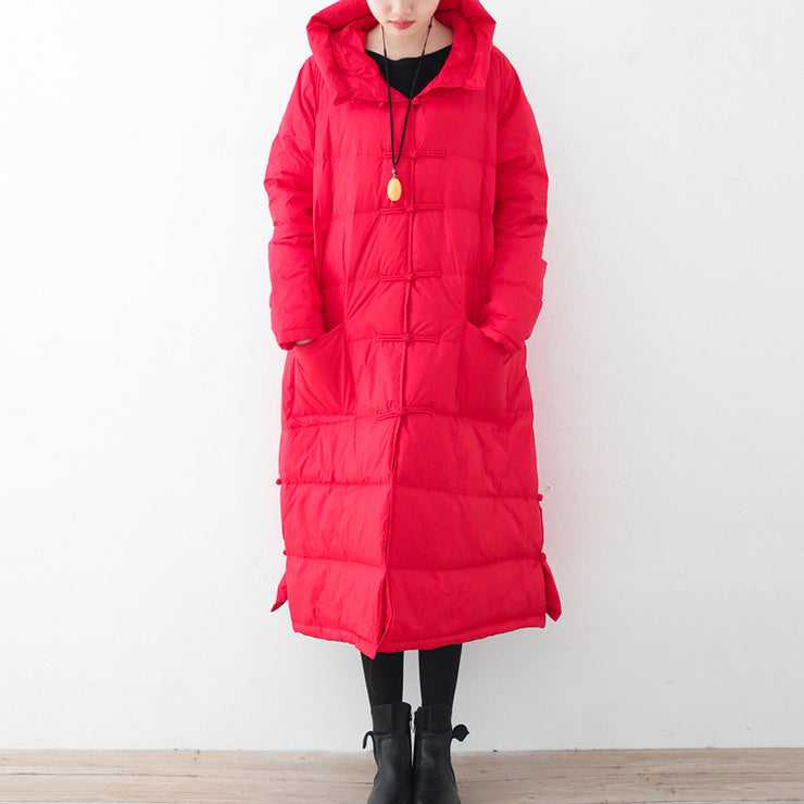 Casual red quilted coat casual quilted coat thick hooded coats Chinese Button