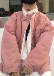 Casual snow jackets stand collar overcoat pink winter parkas - bagstylebliss