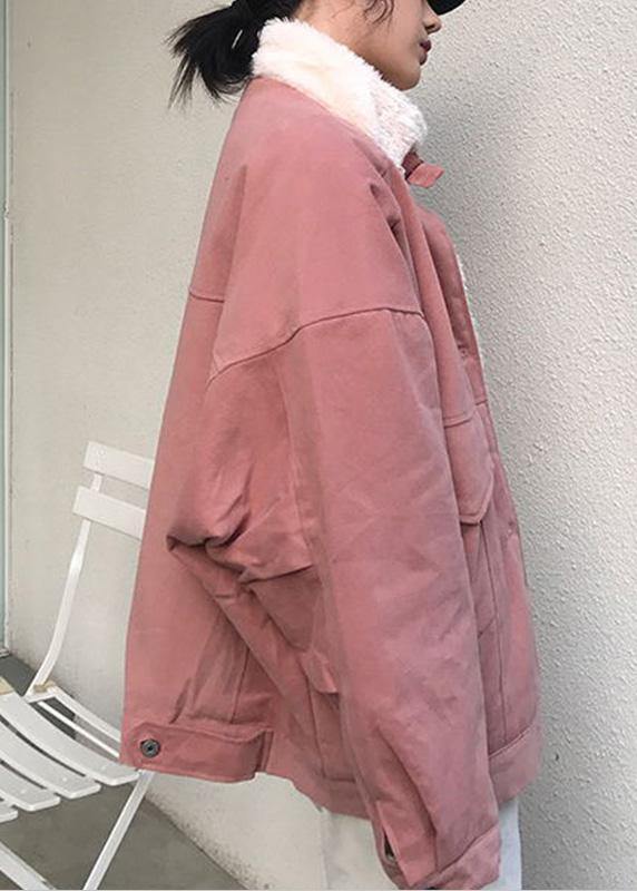 Casual snow jackets stand collar overcoat pink winter parkas - bagstylebliss