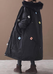 Casual trendy plus size winter coats black hooded thick zippered winter coats - bagstylebliss