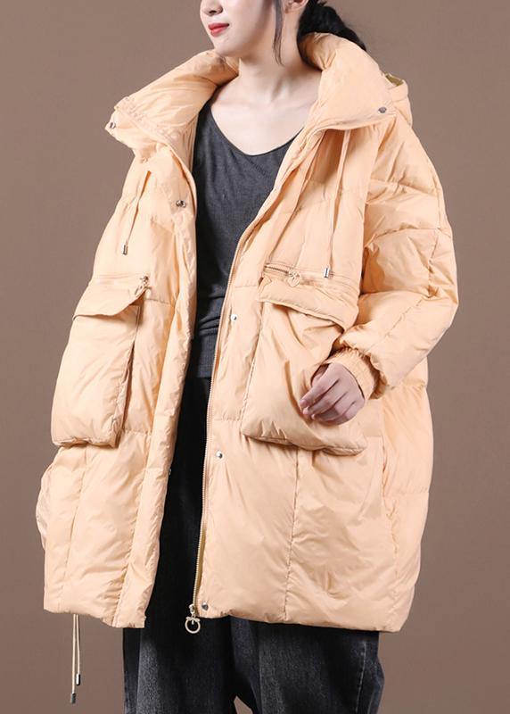 Casual yellow down jacket woman Loose fitting Winter parka hooded Batwing Sleeve Casual coats - bagstylebliss