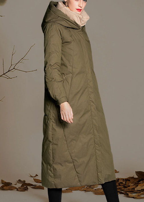 Chic Army Green Pockets Warm Wear auf beiden Seiten Winter Duck Down Coat