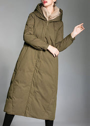 Chic Army Green Pockets Warm Wear auf beiden Seiten Winter Duck Down Coat