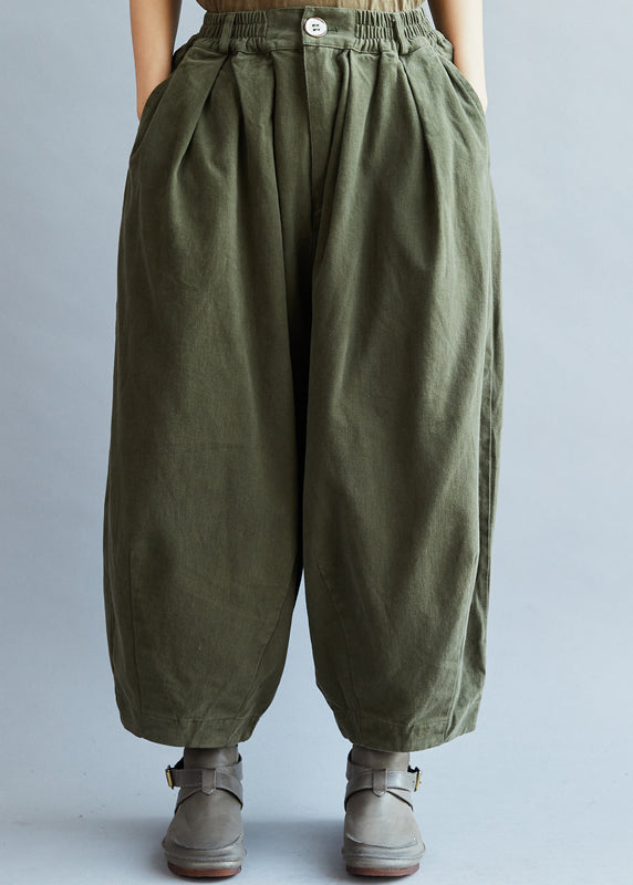 Chic Army Green Pockets Hose mit weitem Bein Frühling