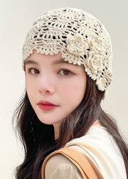 Chic Beige Hollow Out Floral Bonnie Hat