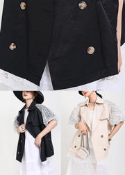 Chic Beige Peter Pan Collar Pockets Jacket Summer - bagstylebliss