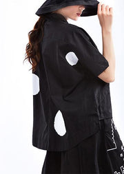 Chic Black Dot Short Sleeve Cotton Shirts - bagstylebliss