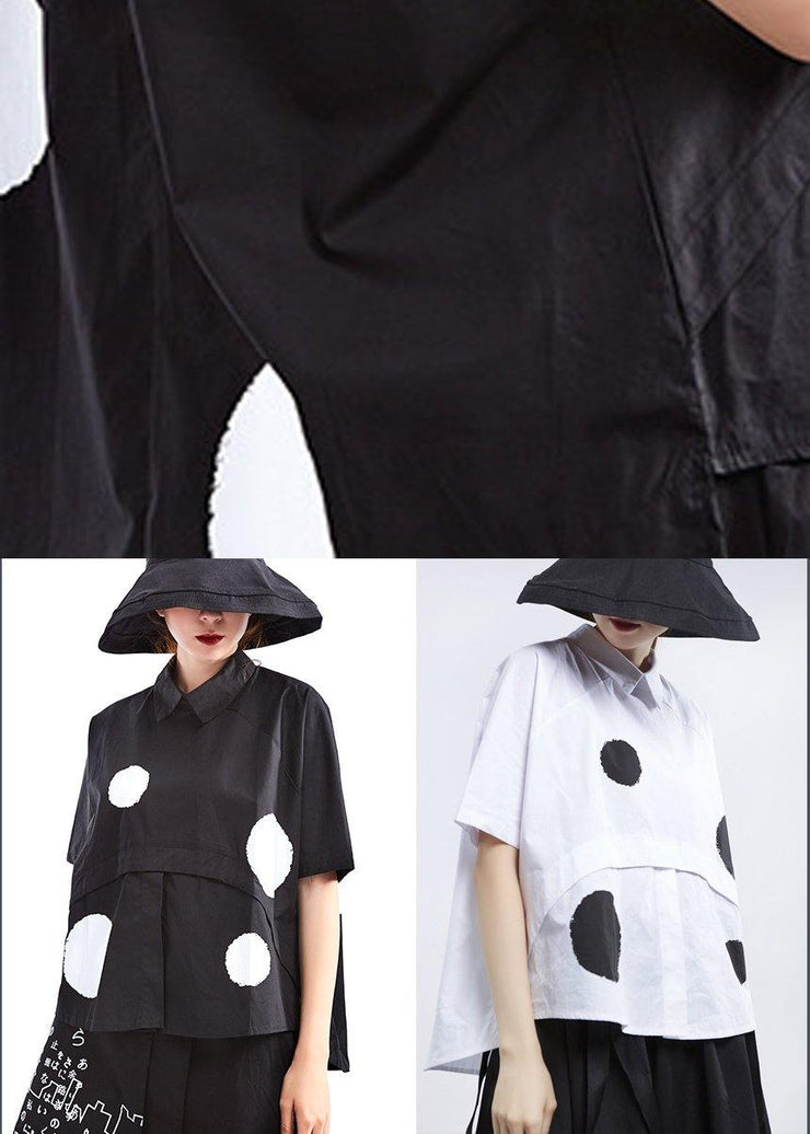Chic Black Dot Short Sleeve Cotton Shirts - bagstylebliss