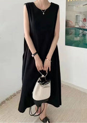 Chic Black O-Neck Patchwork Dress Sleeveless